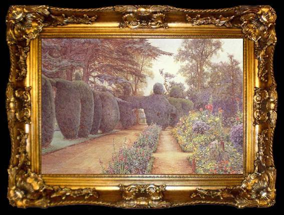 framed  Ernest Arthur Rowe The Gardens at Campsea Ashe.Watercolur (mk46), ta009-2
